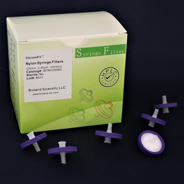 25mm Nylon Syringe Filters (Non-sterile, 0.45um pore size)