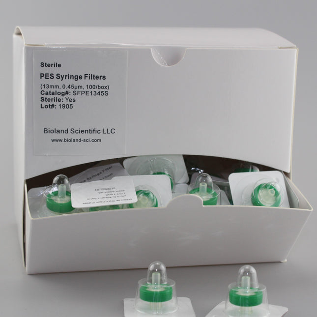 13mm PES Syringe Filters, Sterile, 0.45um Pore Size (100 Count)