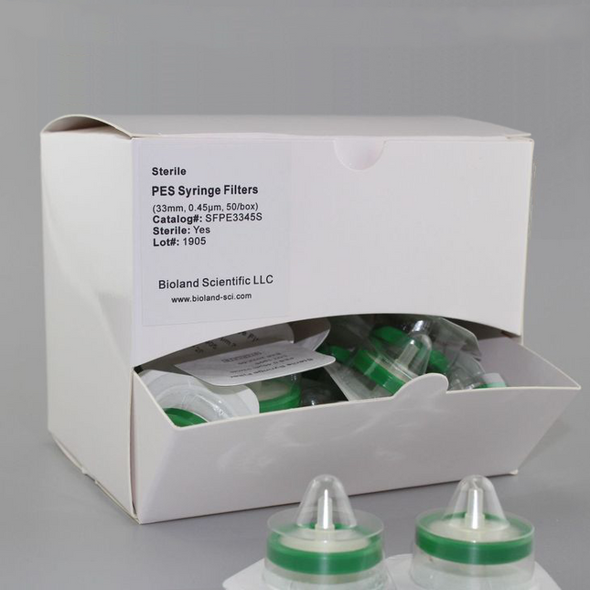 33mm PES Syringe Filters, Sterile, 0.45um Pore Size (50 Count)