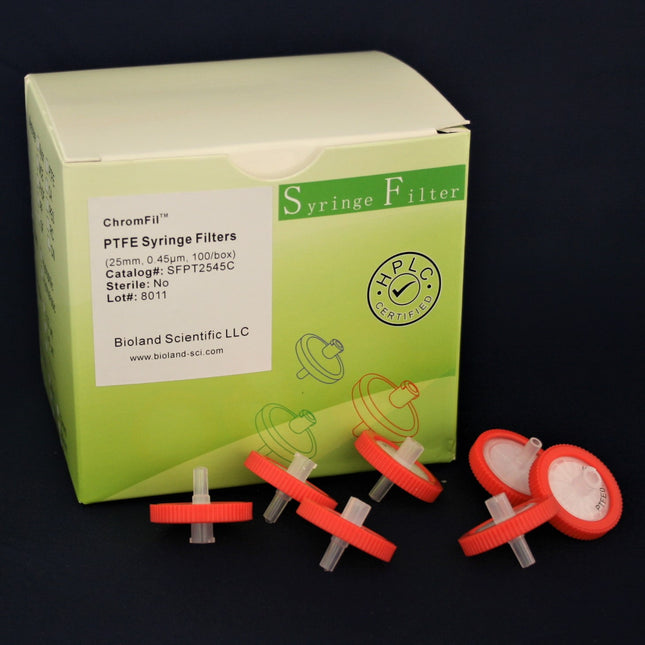 25mm PTFE Syringe Filters (Non-sterile, 0.45um pore size)