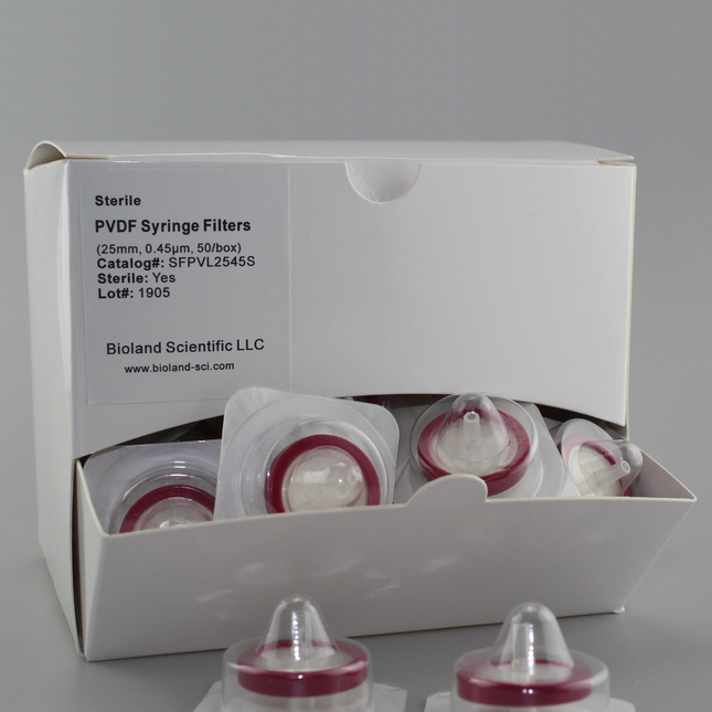 25mm PVDF Syringe Filters, Sterile, 0.45um Pore Size (100 Count)