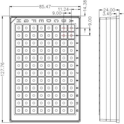 1.2ml 96-Well Deep Well Plate, Square, V-bottom (100 Count)