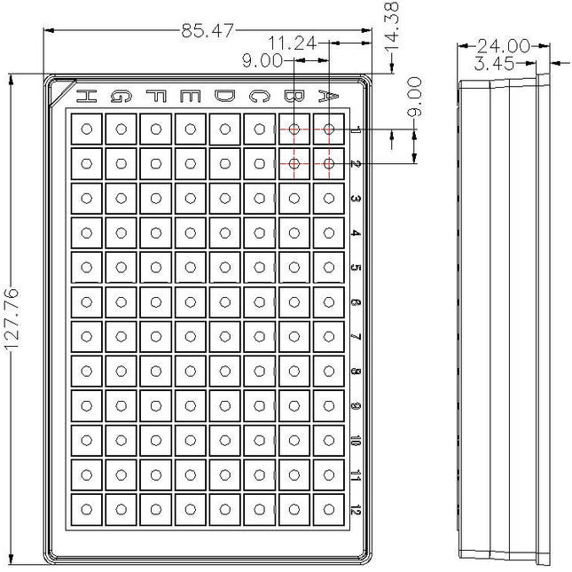 1.2ml 96-Well Deep Well Plate, Square, V-bottom (100 Count)