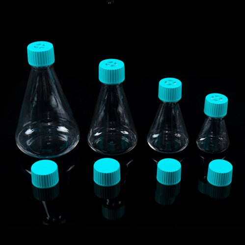 125ml PETG Erlenmeyer Flask, Flat base, Vent cap, Sterile (24 Count)