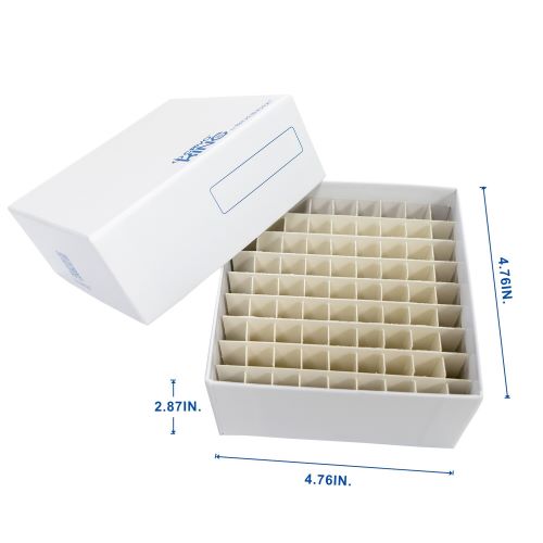100-well, 3-in White Coated Cardboard Freezer Boxes (100/pk)