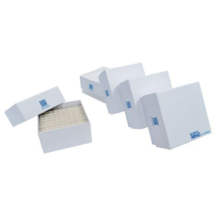 100-well, 3-in White Coated Cardboard Freezer Boxes (100/pk)