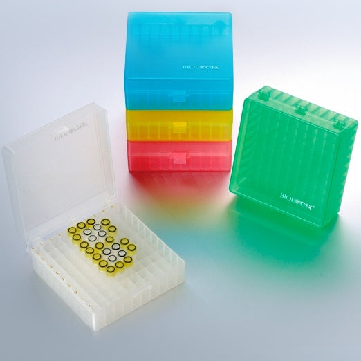 100-Well Plastic Freezer Boxes - Polypropylene, Hinged Lid (5 Count)