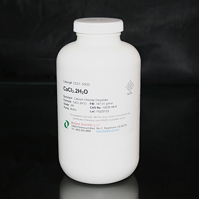 Calcium Chloride Dihydrate (CaCl2.2H2O, AR Grade, 500 g)
