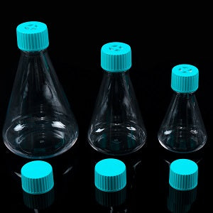 250ml PETG Erlenmeyer Flask, Flat base, Vent cap, Sterile (12 Count)