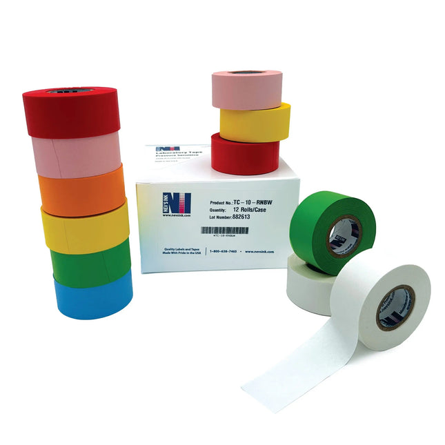 1" Wide x 500" Rainbow Labeling Tape, 7 Colors (12 Count)