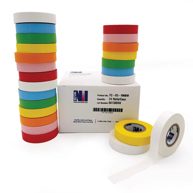 1/2" Wide x 500" Rainbow Labeling Tape, 7 Colors (24 Count)