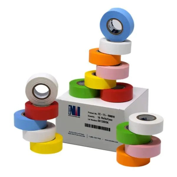 3/4" Wide x 500" Rainbow Labeling Tape, 7 Colors (16 Count)