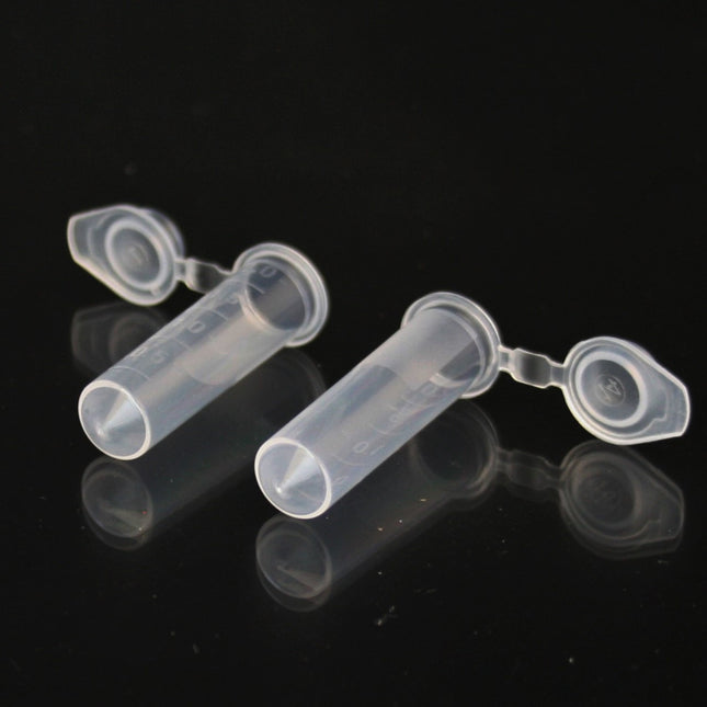 2 ml Microcentrifuge Tubes with Cap Lock & Round Bottom, Clear (10 Packs of 500 Tubes, 5000 Total)