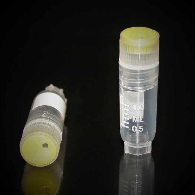 1ml Cryovials, Sterile, Internal Thread, Yellow Cap (20 Bags of 50 Count, 1000 Total)