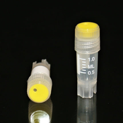 1ml Cryovials, Sterile, External Thread, Yellow Cap (100 Count)